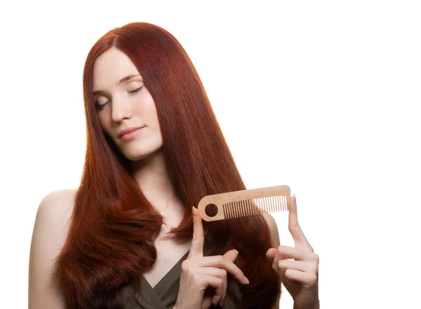 Portret młodej kobiety, piękne grzebień włosów wspaniałe — Zdjęcie stockowe
