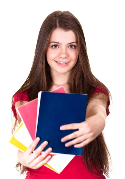 Attractive schoolgirl isolated on white background — Stock Photo, Image