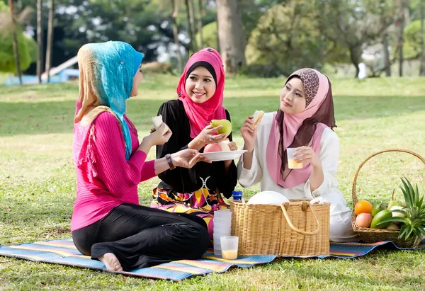 Picnic with friend at the park — Stock Photo, Image