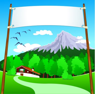 Banner on mountain landscape clipart