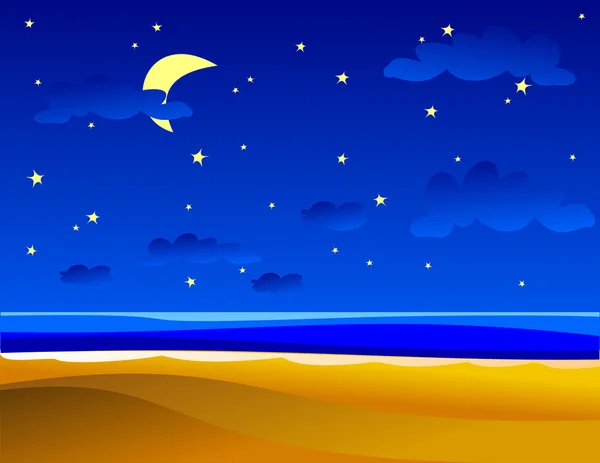 夜行性の海洋の自然景観 — ストックベクタ