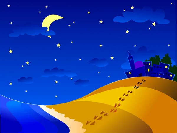 夜行性の海洋の自然景観 — ストックベクタ