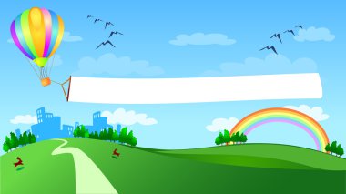 Balloon over the country clipart