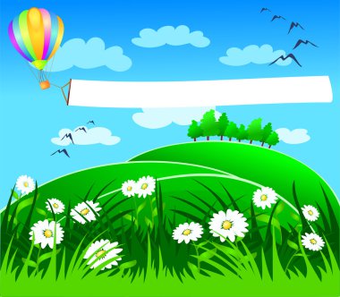 Balloon over the country clipart