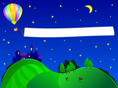 Balloon over the country clipart