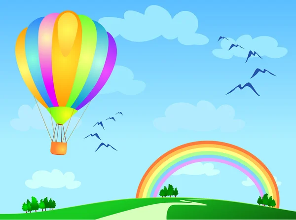 Balonového létání na rainbow — Stockový vektor