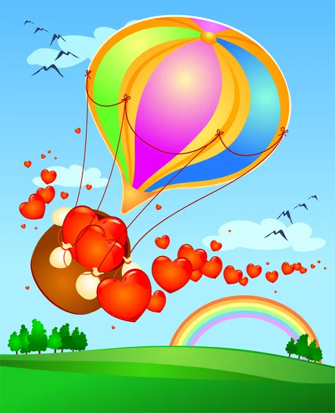 Ballon mit Herzen — Stockvektor