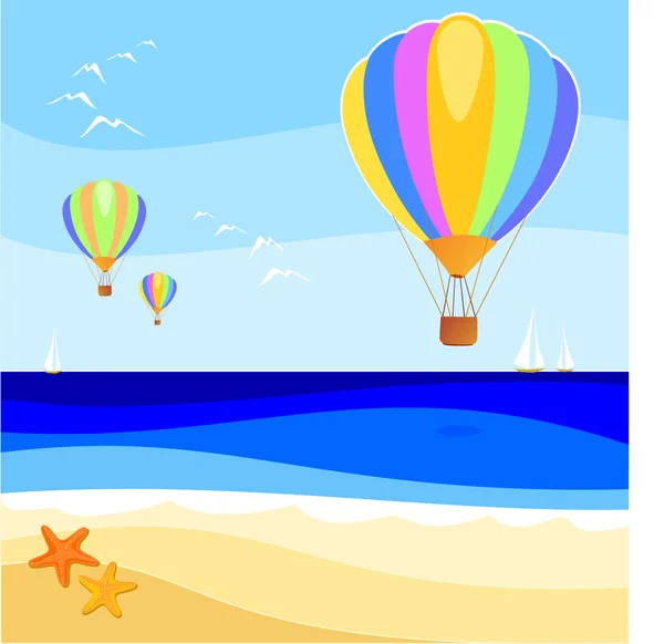 Balloon over the sea — Stock Vector