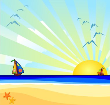 Marine landscape, vector clipart