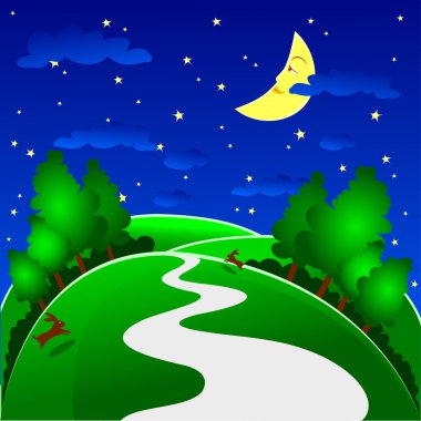 Night landscape clipart