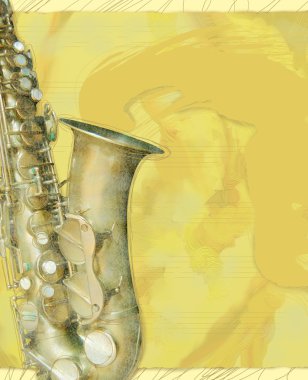 Saxophone background in yellow clipart