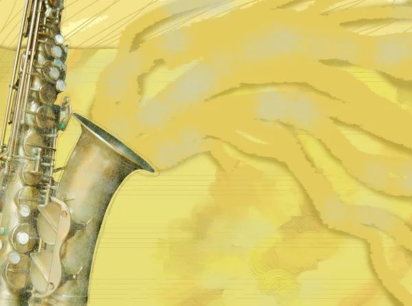 Stock image Saxophone background in yellow