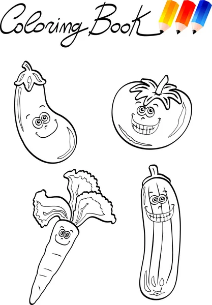 野菜の子供のためのぬり絵帳 — ストックベクタ