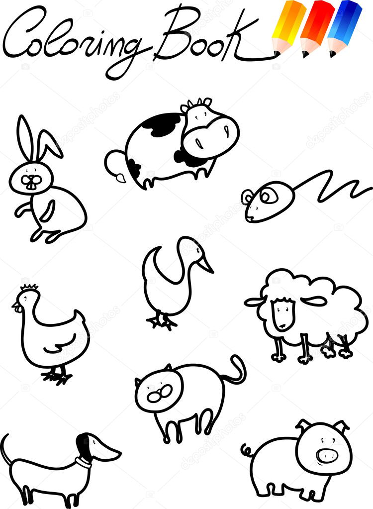 Coloring book for children, farm animals