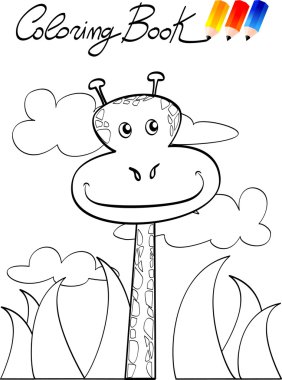 Coloring book for children, giraffe clipart