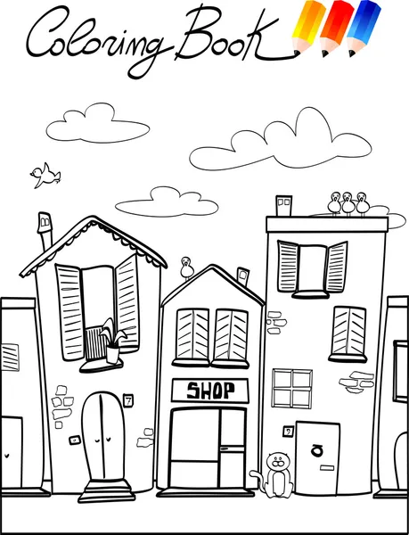 Livre à colorier pour enfants, rue — Image vectorielle