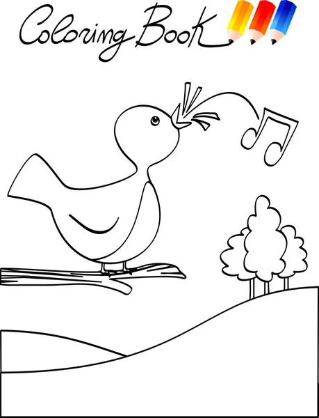Malbuch für Kinder, Vogel — Stockvektor
