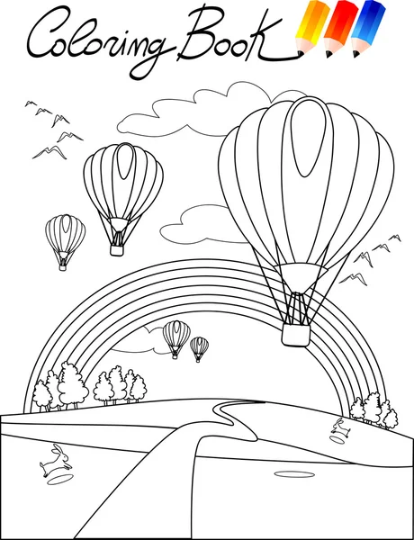 Livre à colorier pour enfants, ballons — Image vectorielle