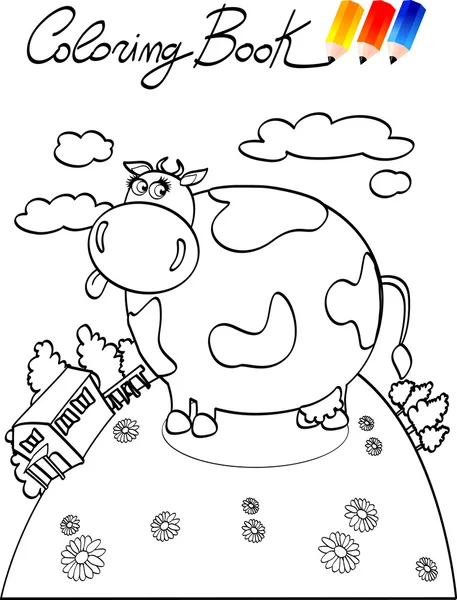 Coloring book for children, cow — Stock Vector