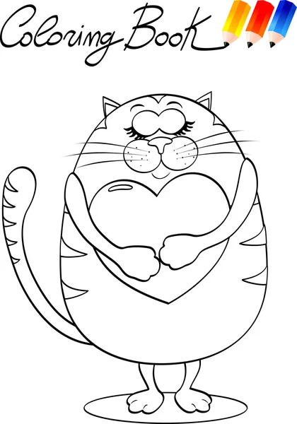 Coloring book for children, cat — Stock Vector