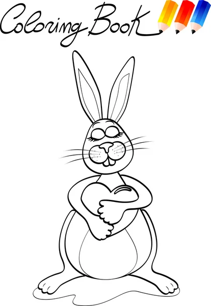 Раскраска для детей, Кролик . — стоковый вектор