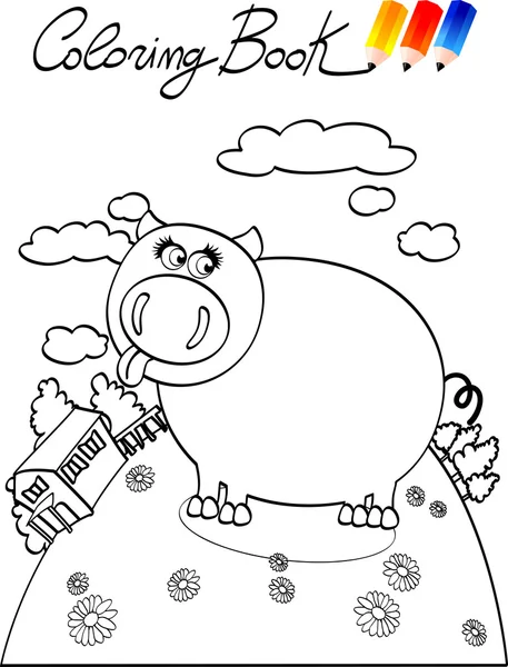 Coloring book for children, pig. — Stock Vector