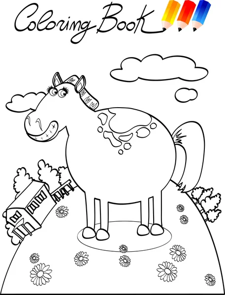 Раскраска для детей, Лошадь . — стоковый вектор