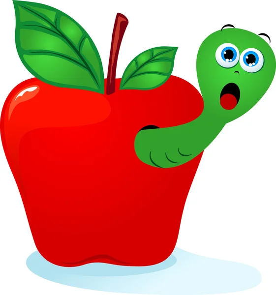 Apple en worm — Stockfoto