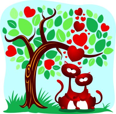 Cats in love clipart