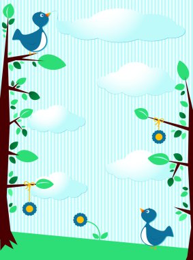 Cute background customizable with birds. clipart