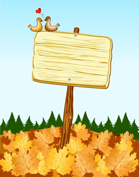 Sign with autumn background — Stok Vektör