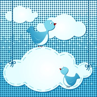 Abstract background with cute birds clipart