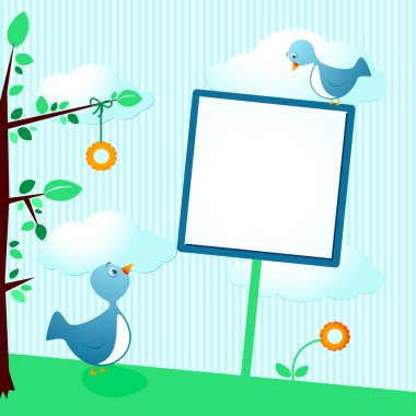 Background with cute birds clipart