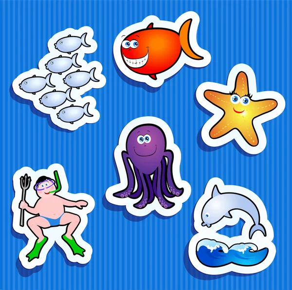 Sea stickers — Stock Vector