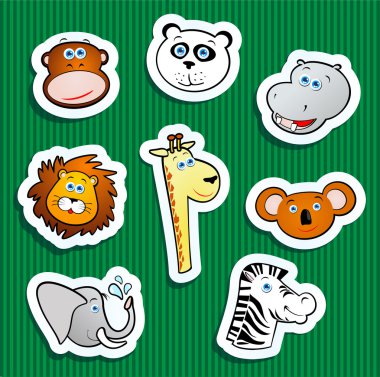 Jungle animal stickers clipart