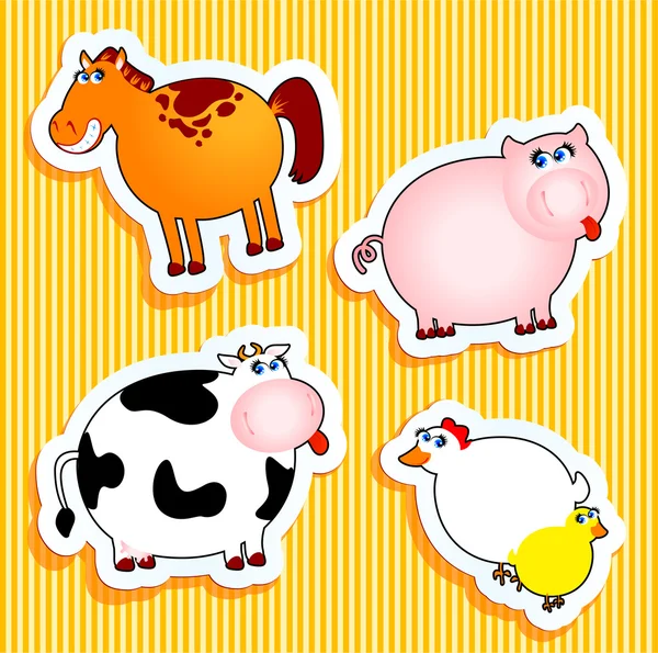 Farm animal stickers — Stock Vector