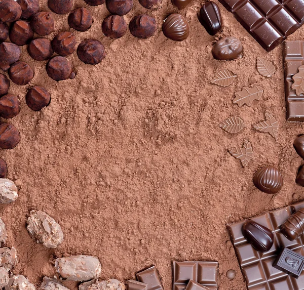 Νεκρή φύση της σοκολάτας σε κακάο — Φωτογραφία Αρχείου