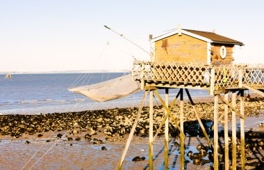 İskele balık net, gironde departmanı, aquitaine, Fransa