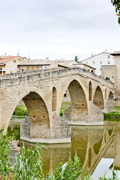 ロマネスク様式橋川 arga、プエンテ ・ ラ ・ レイナ、サンへの道 — ストック写真