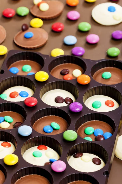 Chocolate with smarties — Stock Photo, Image
