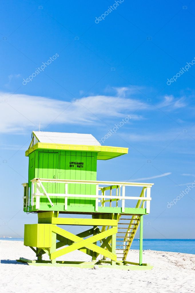 Cabin on the beach, Miami Beach, Florida, USA