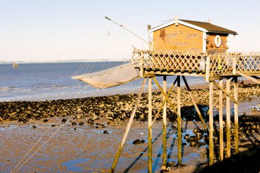 İskele balık net, gironde departmanı, aquitaine, Fransa