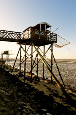 İskele balık net, gironde departmanı, aquitaine, Fransa