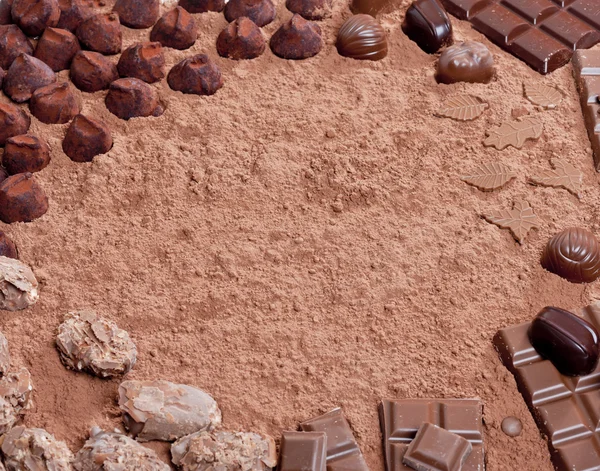 Νεκρή φύση της σοκολάτας σε κακάο — Φωτογραφία Αρχείου