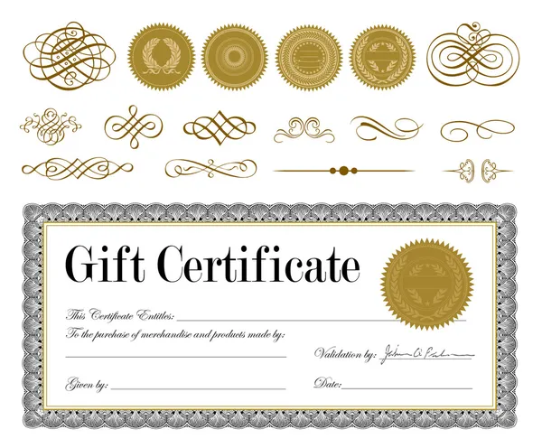 Векторна золота печатка та набір сертифікатів — стоковий вектор