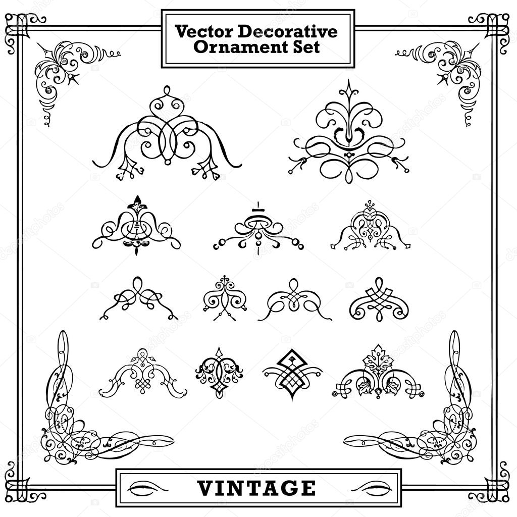 Vector Ornate Swirl Ornament Set