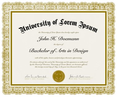 Vector Ornate Diploma with Border clipart