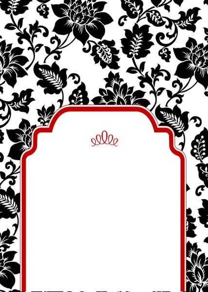 Vektor floral bakgrund och röd halv ram — Stock vektor
