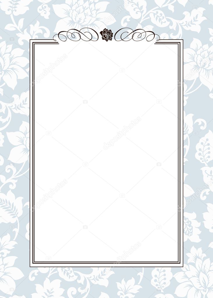 Vector Blue Floral Pattern and Ornament Frame
