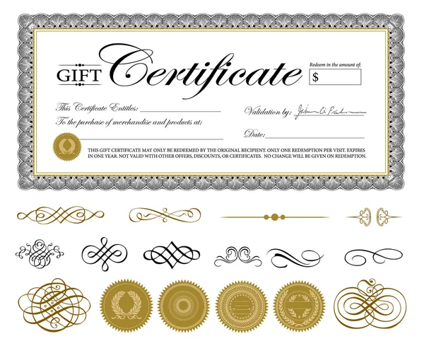 Vector premie certificaatsjabloon en ornamenten — Stockvector
